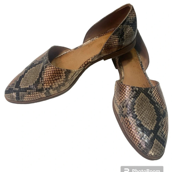 Madewell The Marisa D’Orsay Flat In Snake Embossed Leather size 10 - Picture 1 of 8